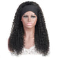 Curly-Headband Deep Wave Glueless None Lace 100%Human Hair Wigs Natural Color