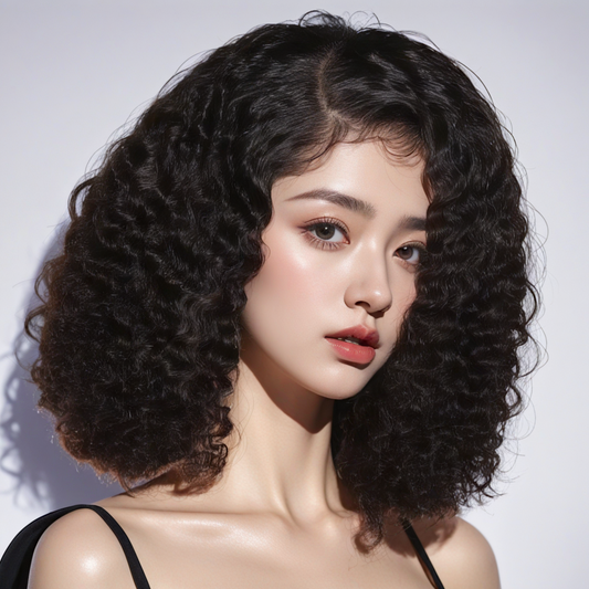 9.7 Kinky Curly Wig 4*1 T Part Lace Pre Plucked Glueless Human Hair Wig